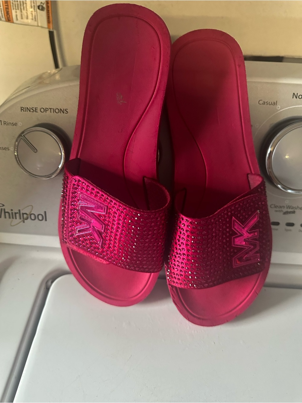 Michael Kors Embellished Hot Pink Slide Sandals8